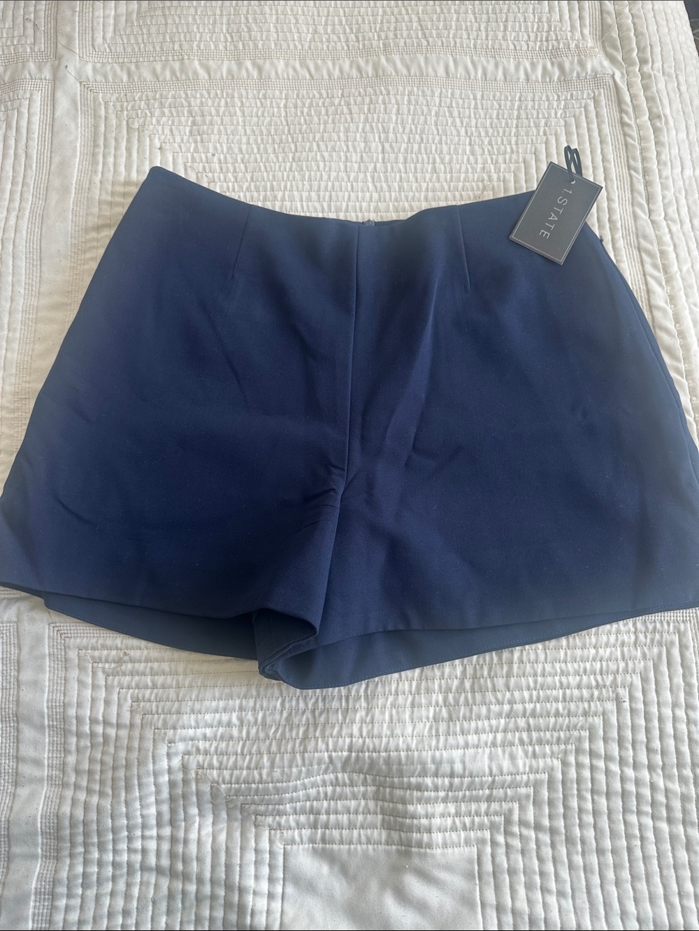 1. STATE Navy High-Waist Tailored Shorts